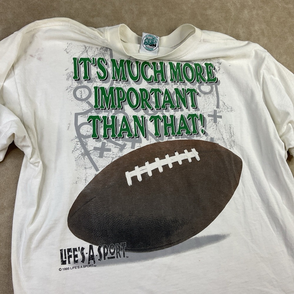 Football T-Shirt Mens XL Life Is A Sport 1995‎ 90s Graphic Tee Mr Tees Vintage